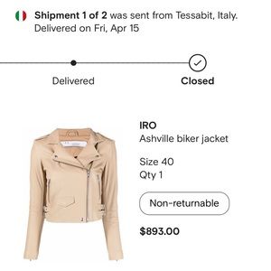 Brand New Iro Ashville Leather Jacket Size 40